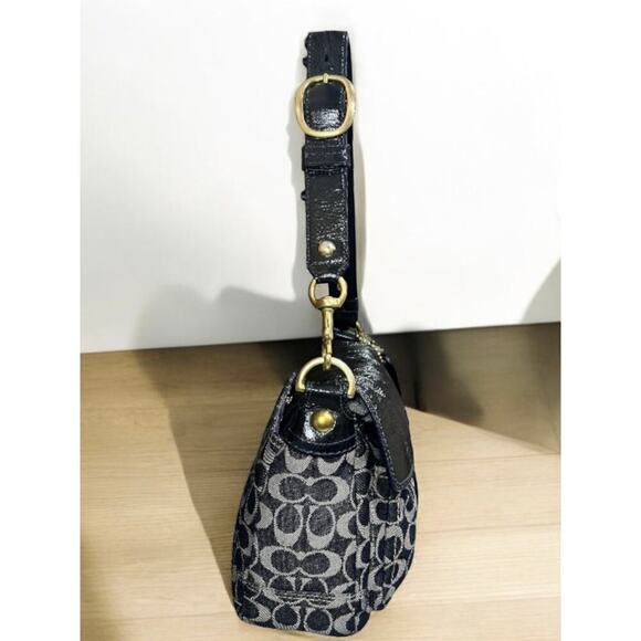 Y2K Coach 12572 Signature Denim Bleecker Flap Bag & Matching Large Wallet - Picture 4 of 16